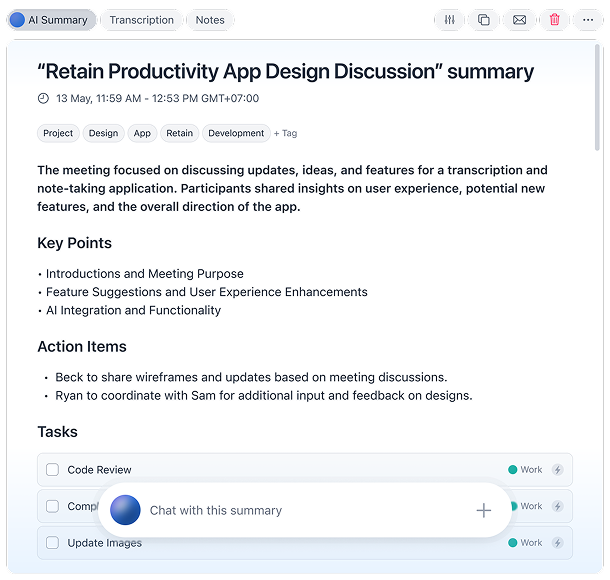 AI-powered summaries interface